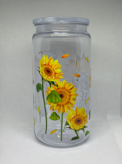 Cozy Petal 16 oz Acrylic Cup –  "Shine Like a Sunflower"